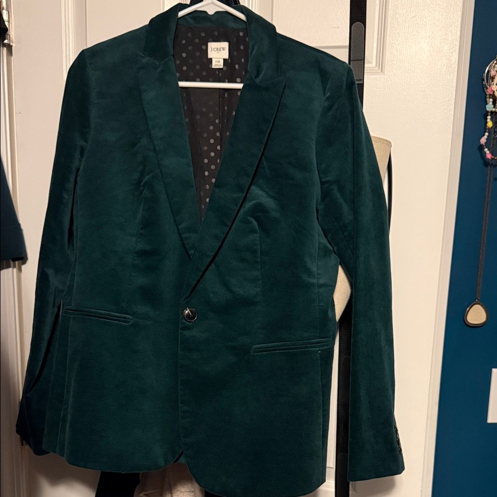 J. Crew Men's Dark Green Velvet Blazer